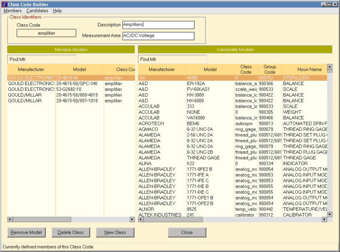 IntervalMAX Calibration Interval Analysis Software - Class Code Builder