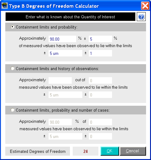 Uncertainty Sidekick Pro Measurement Uncertainty Analysis Software - Type B Degrees of Freedom Calculator