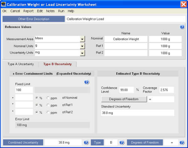 Uncertainty Sidekick Pro Measurement Uncertainty Analysis Software - Error Source Worksheet 