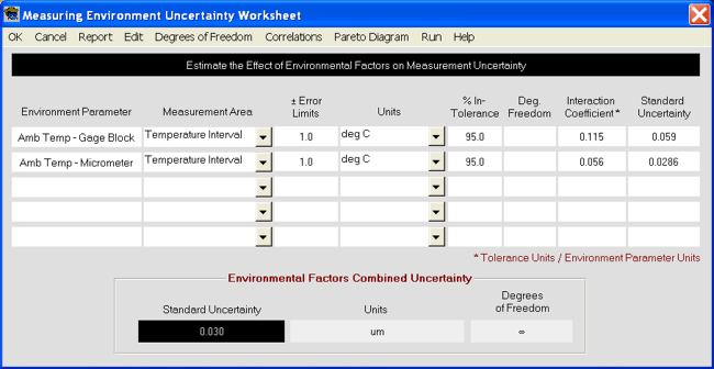 Uncertainty Sidekick Pro Measurement Uncertainty Analysis Software - Evironmental Factors Uncertainty Worksheet