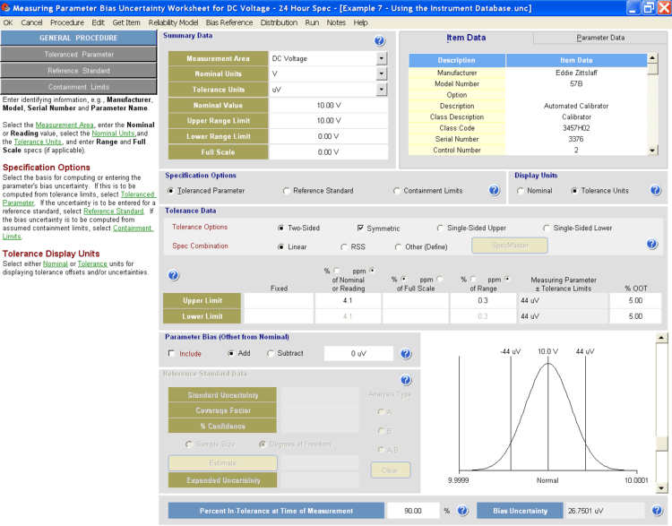 UncertaintyAnalyzer Measurement Uncertainty Analysis Software - Bias Uncertainty Worksheet