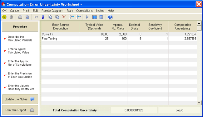 UncertaintyAnalyzer Measurement Uncertainty Analysis Software - Computation Error Uncertainty Worksheet 