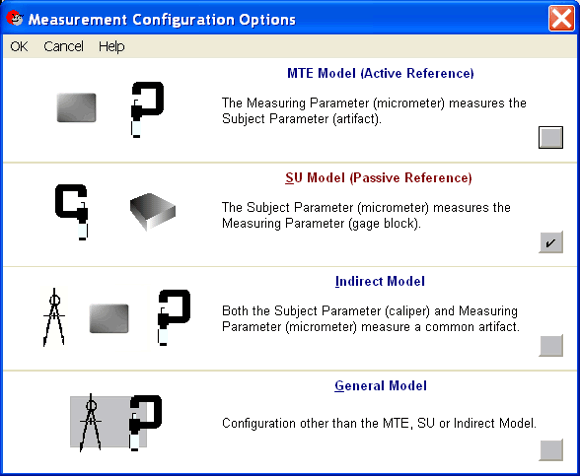 UncertaintyAnalyzer Measurement Uncertainty Analysis Software - Measurement Configuration Screen