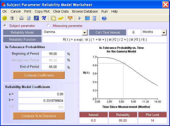 UncertaintyAnalyzer Measurement Uncertainty Analysis Software - Reliability Model Worksheet